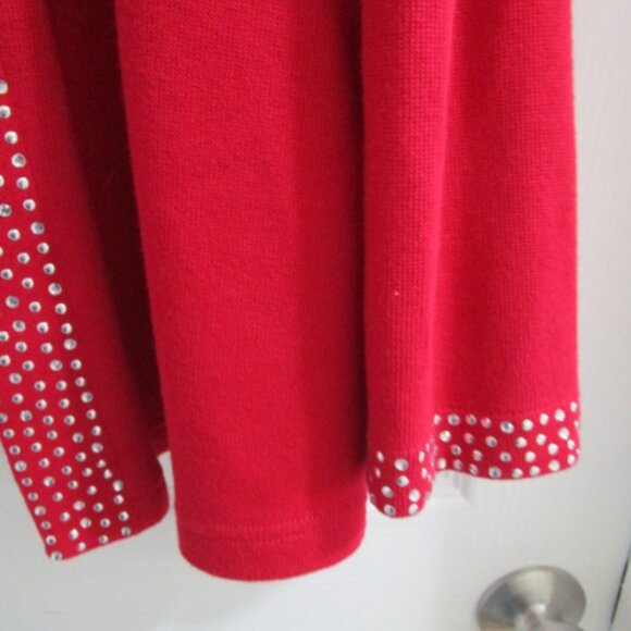 Quacker Factory Layered Sweater Cardigan Red Studded Detail Size 1X - Picture 3 of 7